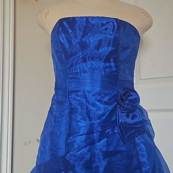 Jessica McClintock For Gunne Sax Strapless Royal Blue Ballerina Maxi Dress Size9 - Picture 3 of 16
